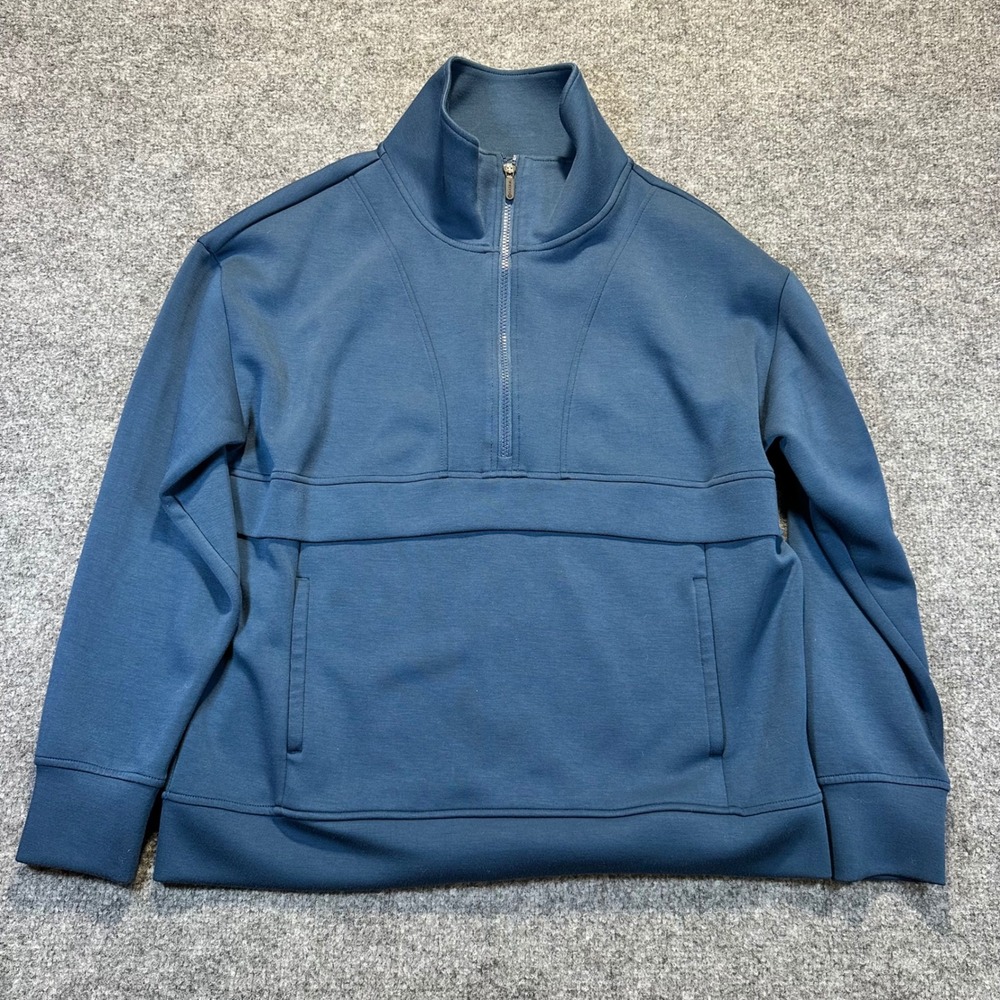 Gaiam Quarter Zip Pullover Women Large Blue Athleisure Yoga Gym Activewear